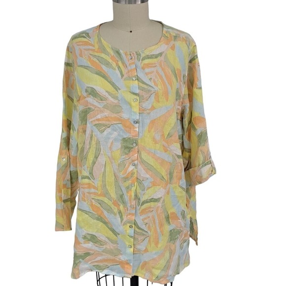 New Rachel Zoe 100% linen Pastels Tunic blouse size 3x With Tags - Picture 1 of 5